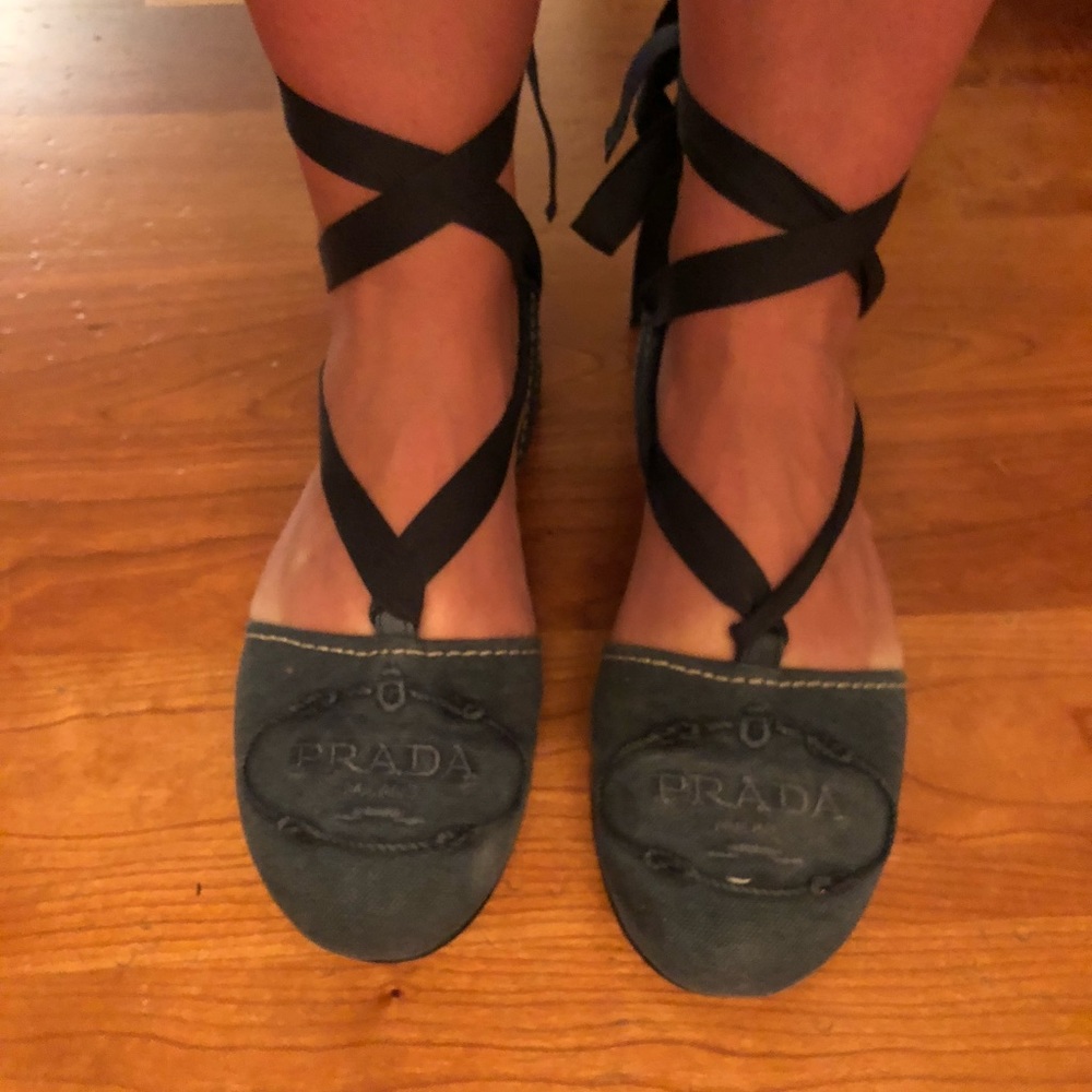 Prada Flats with Ribbon Laces